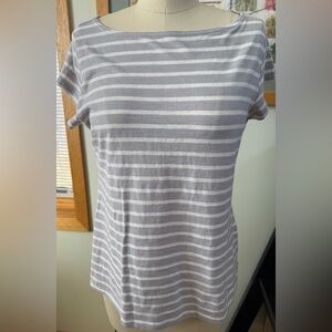 Eileen Fisher Organic Cotton Gray Striped Women's Top